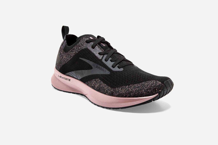 Brooks Levitate 4 Road Running Shoes Womens Black/Pink 239106-QTM